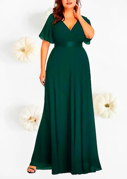 País hombro explique Vestido Largo Elegante Verde Plus Size. Alquiler venta vestidos
