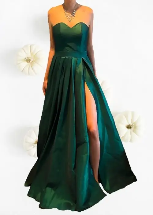Vestido Gala Verde Esmeralda Largo Alquiler vestidos