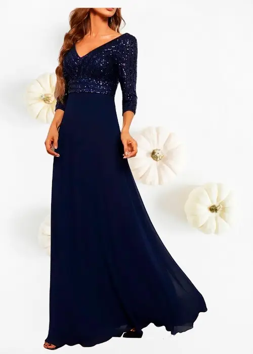 Vestido Azul Noche Largo Elegante Gala. Alquiler vestidos gala
