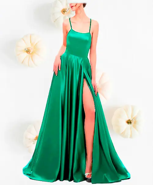 Vestido Verde Esmeralda Abertura Elegante Largo Grado de Noche