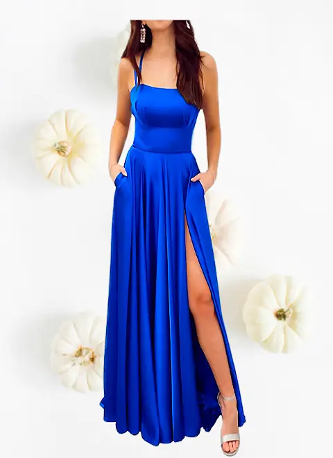 Vestido Azul Rey Abertura Elegante Alquila Lapita
