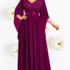 Vestido Elegante de Fiesta Morado Dama Mangas Largo