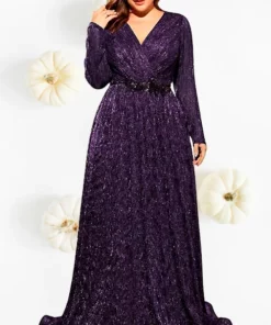 Vestido Morado Plus Size Elegante de Fiesta para Mujer