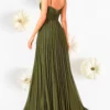 Vestido Verde Oliva Largo Elegante Mujer Dama de Honor